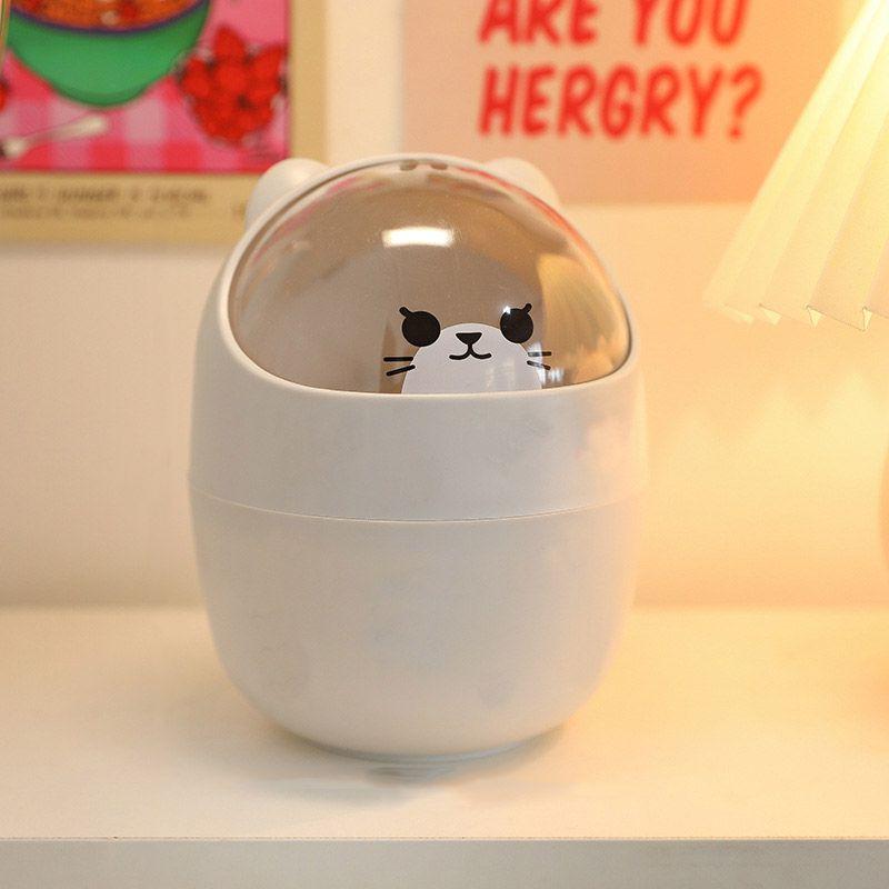 Trash Ins Desktop Can With Lid Mini Cute Storage Box Pencil Organizer Flip