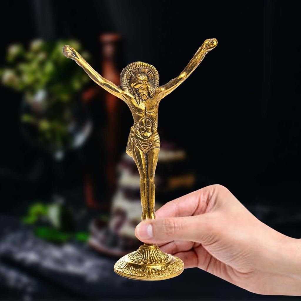 Jesus Statue Religious Status for Gift for Home Decoration Dashboard Jesus Gift Items Metal Statue Gold, Silver & Copper Christmas (Pack of 3)