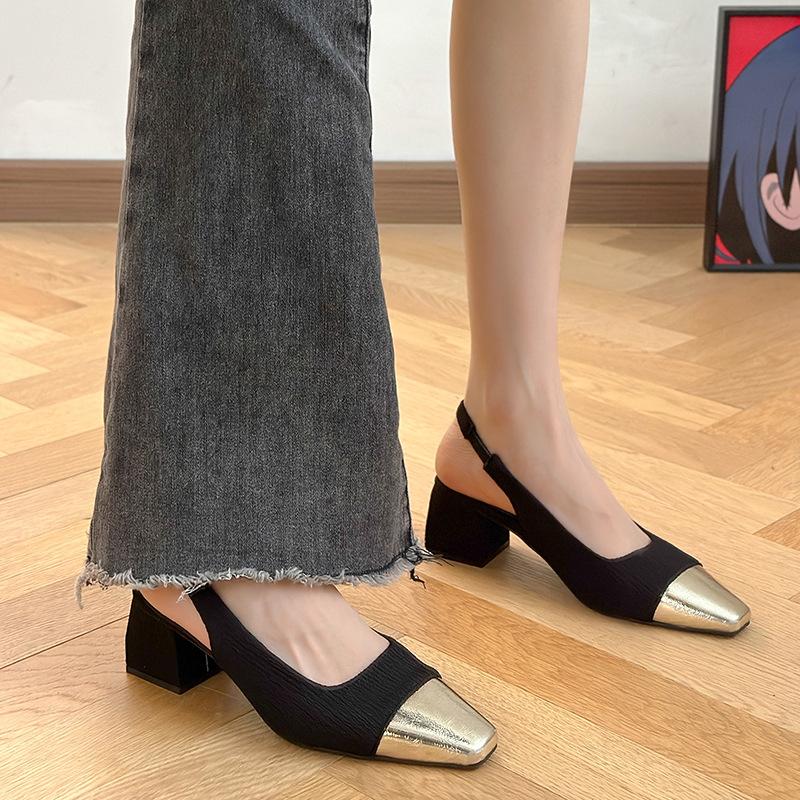 Толстый каблук толстая подошва сумка голова сандалии женские 20243 новый стиль феи мода темперамент высокие каблуки модные туфли ins