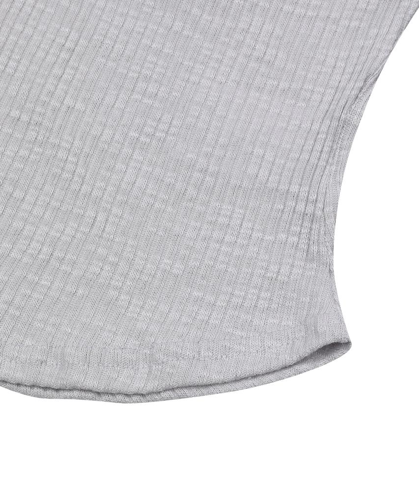 MUCENT Sharon Eyelet Lace-Up Rolled Ribbed Slim Fit Short Sleeve T-Shirt (3 Colors)