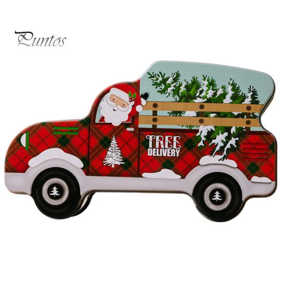 Рождественская коробка конфет, изысканный мультяшный дизайн автомобиля, подарочная упаковочная коробка из кованого железа для украшения праздничной вечеринки