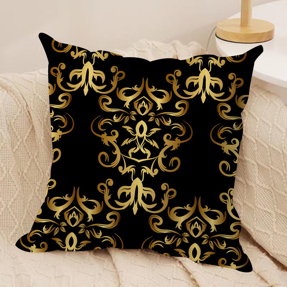 Gold European Style Retro Cushion Cover Silky Short Plush Invisible Zipper Dustproof Sofa Pillow Case for Home Decor