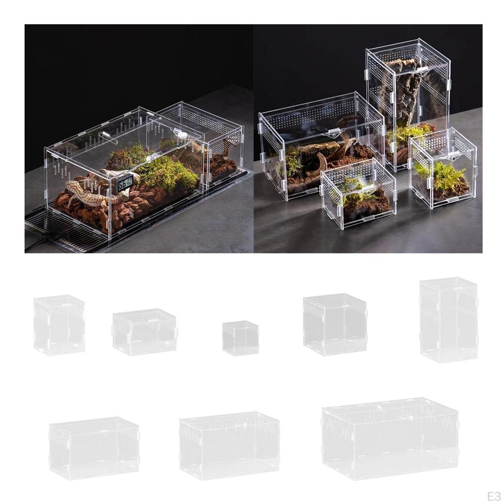 Reptile Breeding Box Animal Habitat Cage Clear Terrarium Enclosure for Geckos Young