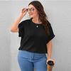Женская летняя однотонная футболка с коротким рукавом и круглым вырезом больших размеров