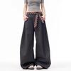 Womens Wide Leg High Waist Dress Pants With Tie Detail Relaxed Fit Casual Trousers 2025 Lightweight Wool Blend