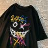 Happy Word Funny Forever Colorful Pattern T Shirt Men Casual Loose Summer Tops Casual Oversize T Shirt Cartoons Pattern Tshirt