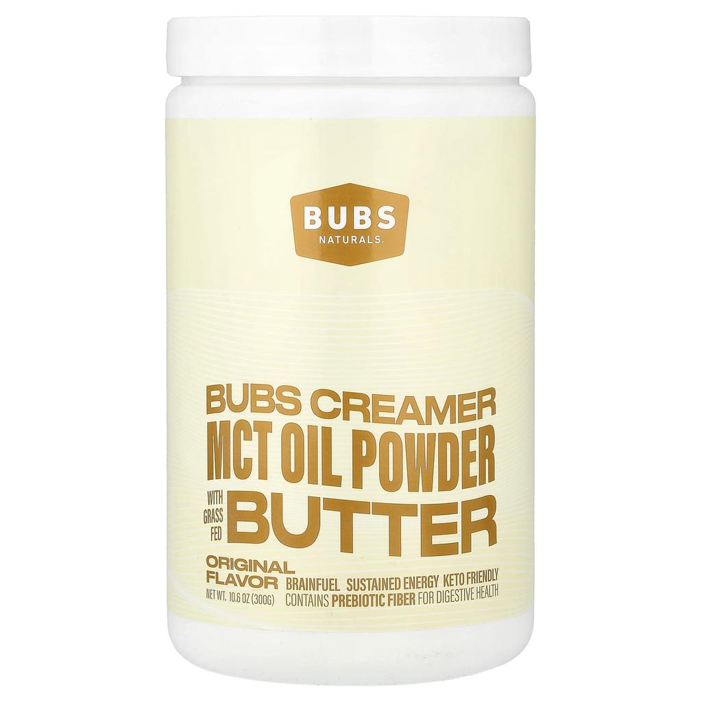 BUBS Naturals Bubs Creamer, Масло сливочное от коров травяного откорма, Порошок масла MCT, Оригинальный, 300г (10,6 унций)