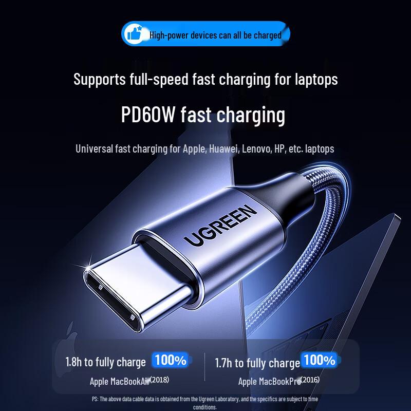 Ugreen Кабель для быстрой зарядки Type-C на Type-C 60 Вт