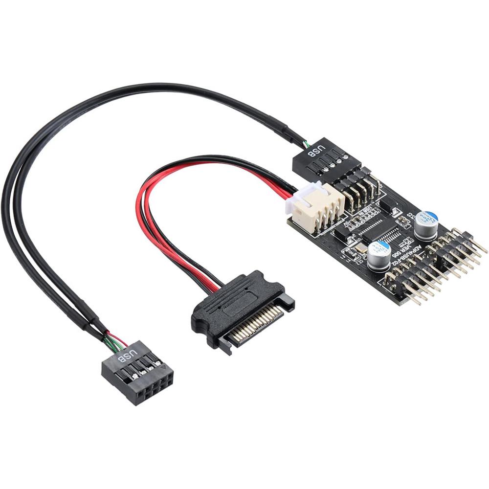USB 2.0 9-Pin to Dual 9-Pin Expansion Hub for Motherboards