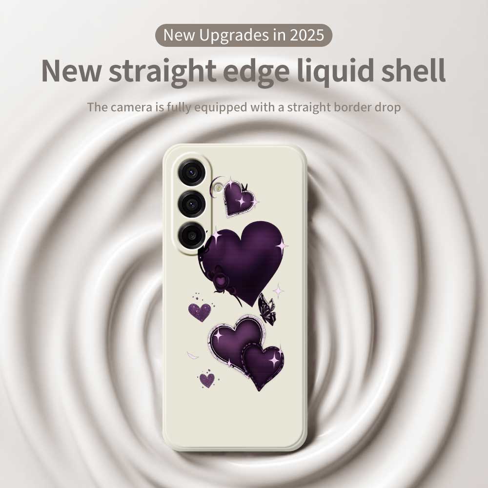 For Samsung Galaxy A17 5G Case Purple Love Pattern Printing Straight Edge TPU Phone Back Cover