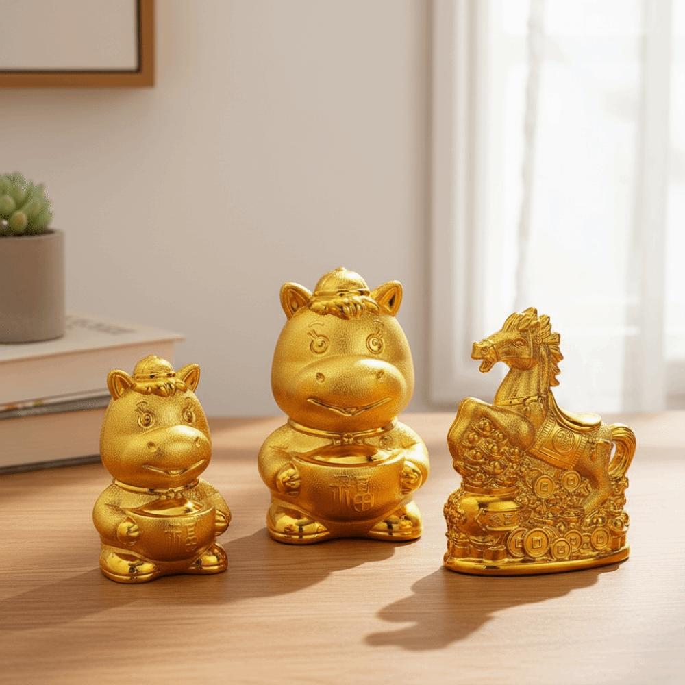 Gold Zodiac Horse Piggy Bank Traditional Feng Shui Wealth Symbol  Dinner Gathering