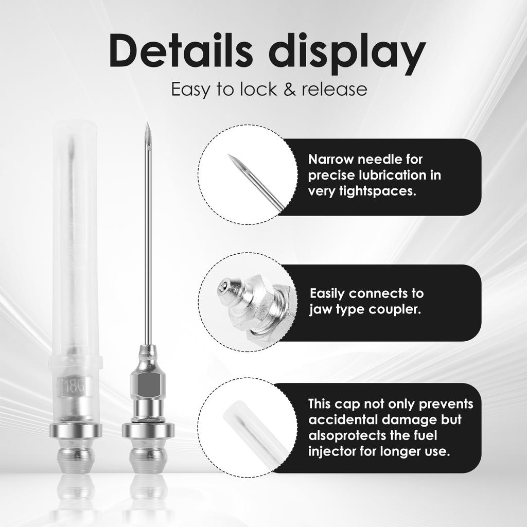 7Pcs Lubricating Grease Syringe Needle and Grease Coupler Adapter 90 Degree Narrow Needle Nozzle Grease Adapter