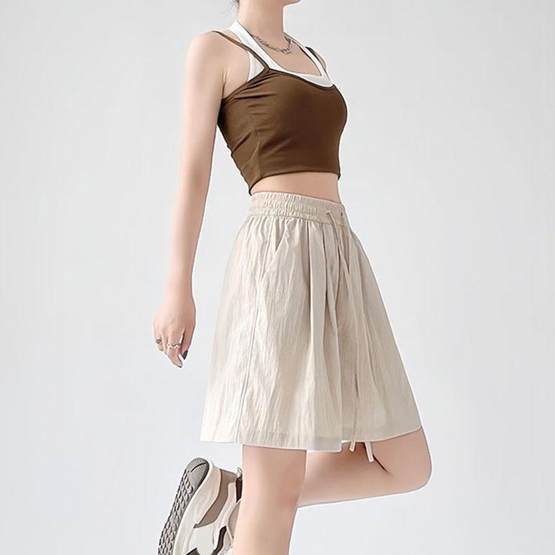 Летние повседневные брюки прямого покроя с высокой талией и широкими штанинами