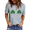 Футболка с принтом трилистника, повседневная футболка с круглым вырезом и короткими рукавами ко Дню Святого Патрика, женская одежда