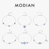 MODIAN Роскошный браслет-цепочка из чистого серебра 925 пробы с бирюзовыми глазами и прозрачными кристаллами кубического циркония для женщин, тонкое ювелирное изделие