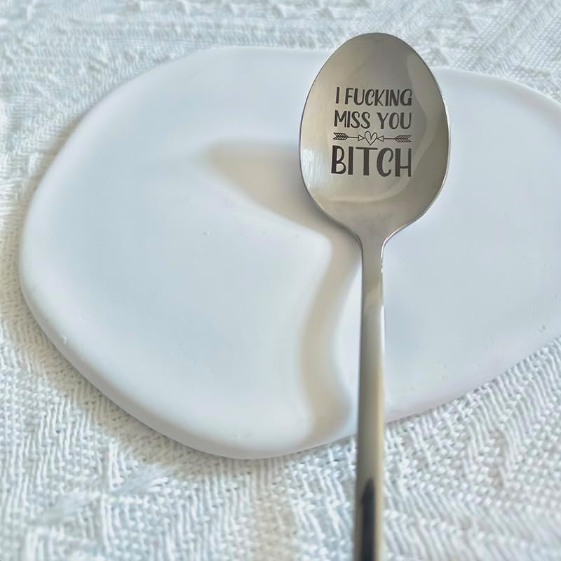 BFF Bestie Spoon Gifts for Women Girls I Fucking Miss You Bitch Spoons Gifts for Best Friend Long Distance Friendship Gifts for Women Friends Moving
