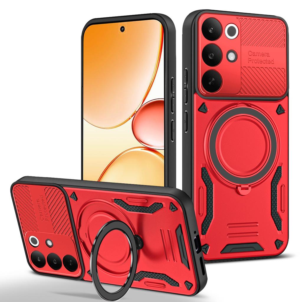 Для Realme C85 Pro 4G Магнитный чехол Ударопрочный ТПУ + ПК Задняя крышка телефона с подставкой