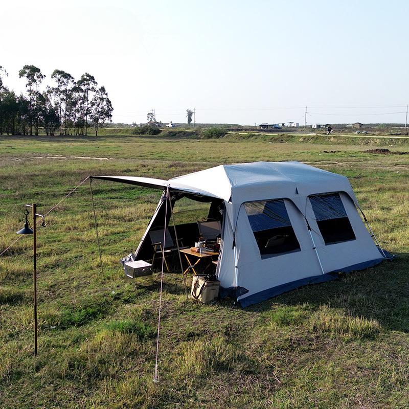 Двухслойная палатка для улицы, оборудование для кемпинга, кемпинга, вилла, больше, чем павильон для людей, толстая и портативная, водонепроницаемая и защита от солнца, дикая природа