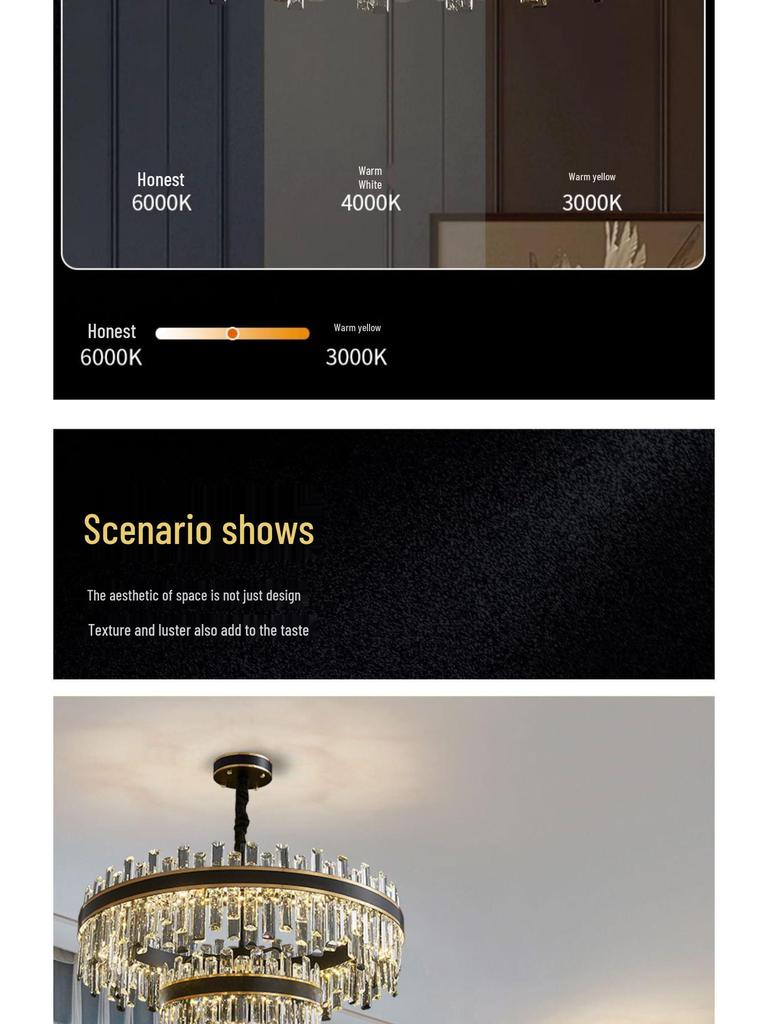 Элитная хрустальная люстра для современных пространств - Черная, Роскошное освещение для гостиной, спальни, бара, ресторана или виллы