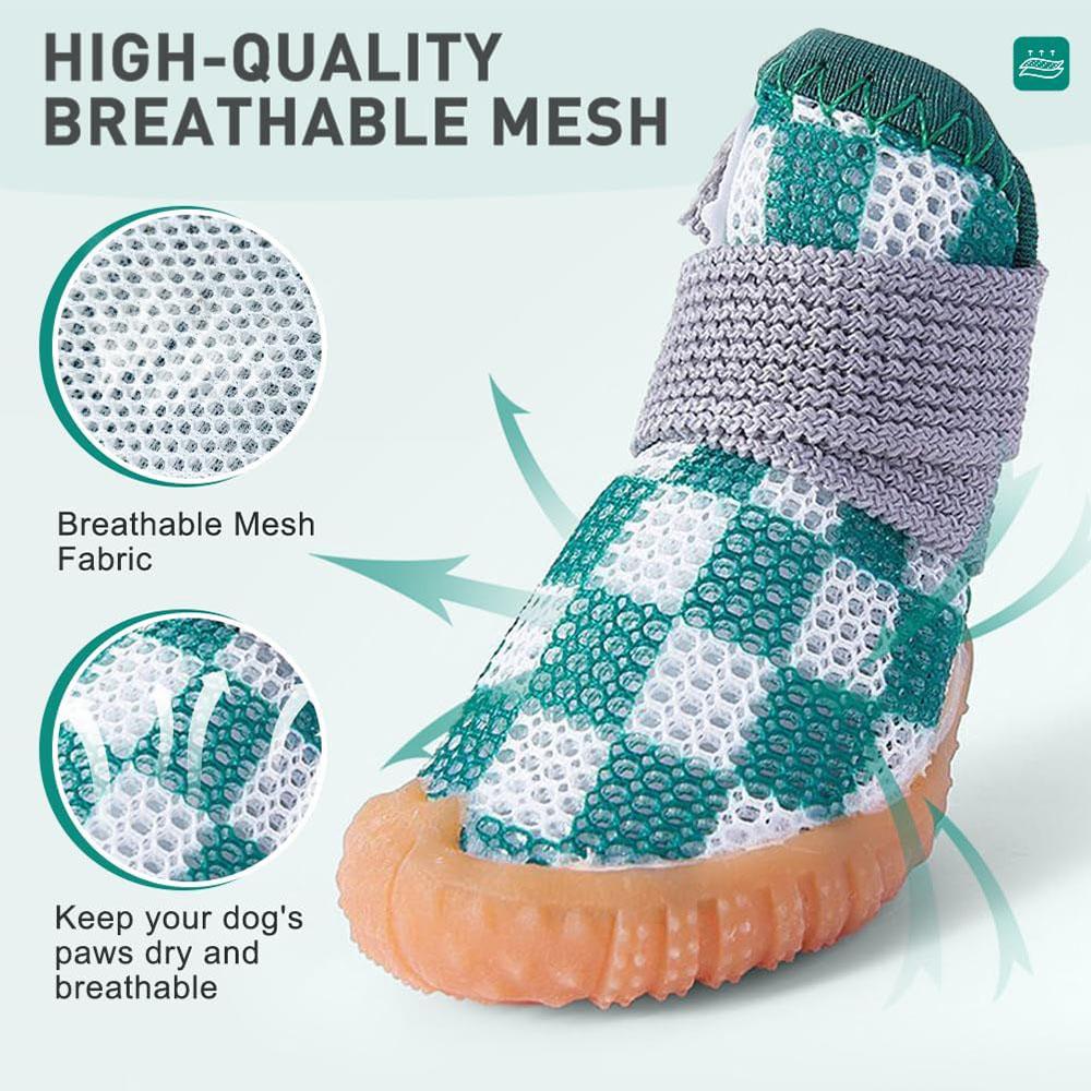 Сетчатая обувь для собак, дышащая обувь для маленьких собак, ботиночки для щенков с нескользящей подошвой для горячего тротуара, прочная защита лап домашних животных