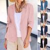 Women Blazer Solid Color Loose Single Button Cardigan Lapel Three Quarter Sleeve OL Business Commuting Style Pockets Lady Suit Coat
