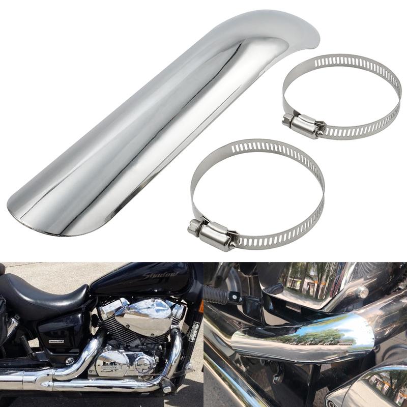 Chrome Curved Motorcycle Exhaust Pipe Heat Shield Cover for Honda VT750DC Shadow Spirit 2001-2007 VT750C2 Shadow Spirit 07-2009