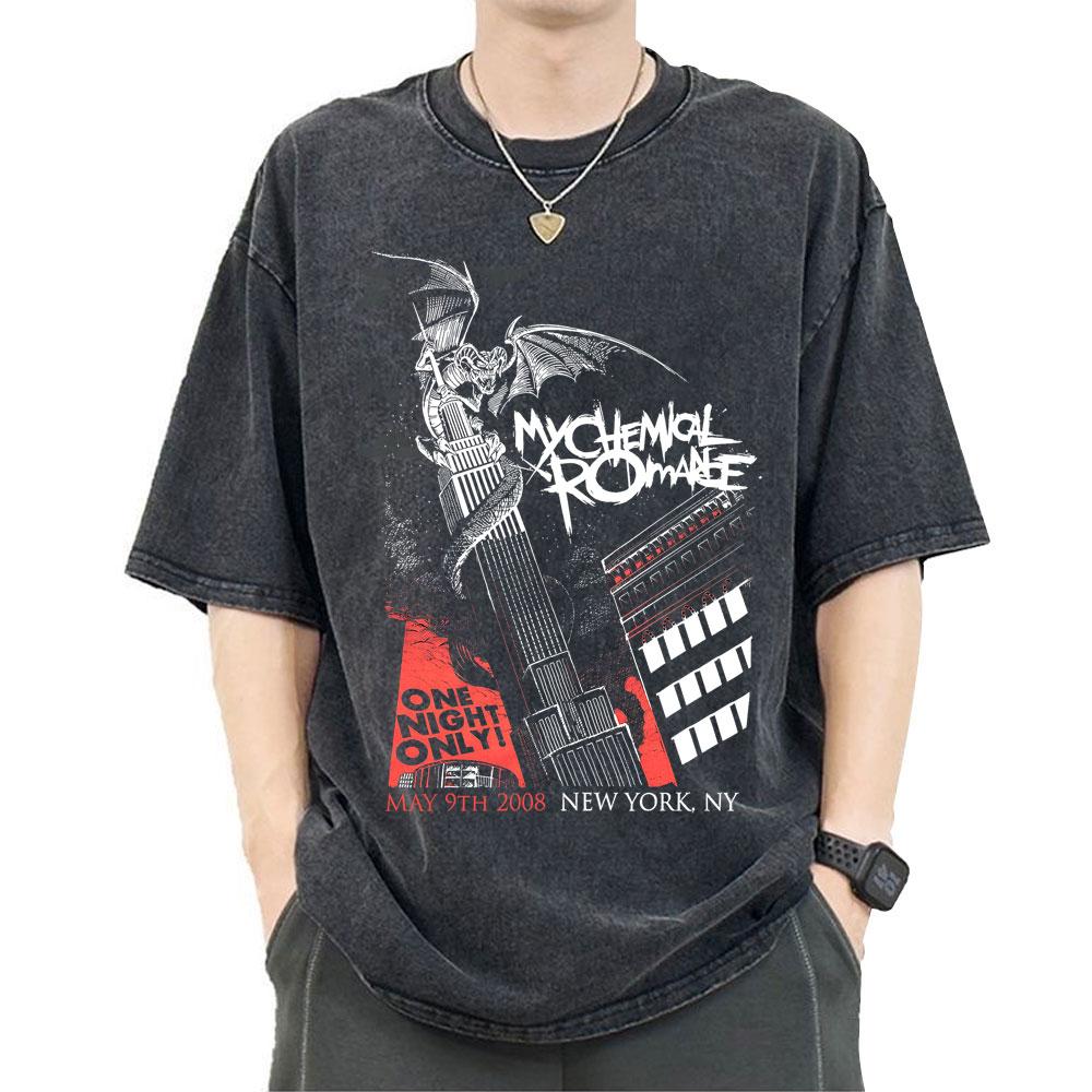 My Chemical Romance MCR Группа Стирка Футболка The Black Parade Панк Готика Винтажные Футболки Мужские Женские Хлопок Оверсайз Футболки