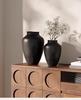 Керамическая гидропонная ваза в стиле mid-century wabi-sabi, черная и белая, с матовым покрытием для ретро-цветочных композиций