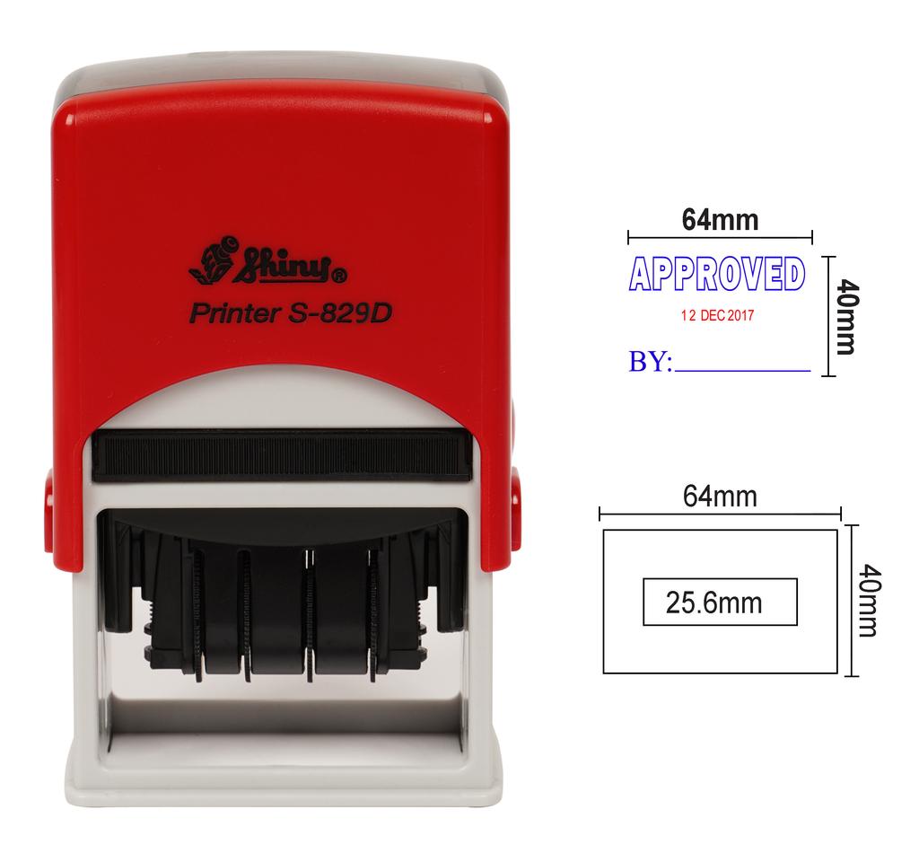 Self Inking Shiny Date Stamp With Approved By Text Office Stationery Rubber Stamper