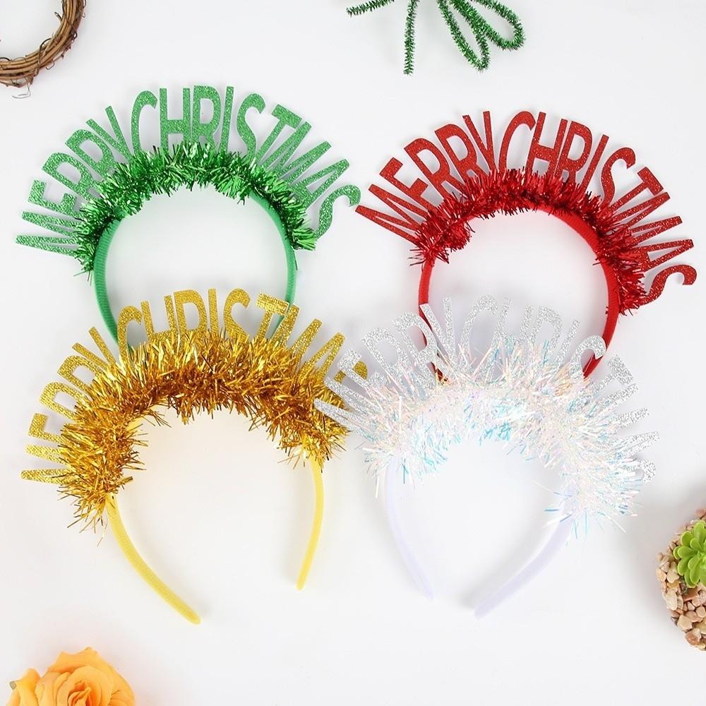 Gold Silver Christmas Hairband Star Sequin Party Photo Props Cute Happy New Year Headband Girl