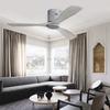 52 Inch Flush Mount Ceiling Fan Direct Current 3 Carved Wood Fan Blade Noiseless Reversible Motor Remote Control Without Light