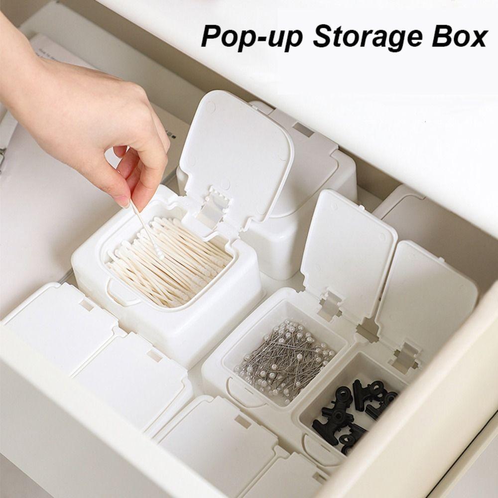Pop-Up Type Cosmetic Cotton Storage Box Toothpick Dispenser Desktop Organizer Cotton Swab Holder