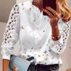 European & American Lace Patchwork Print Women's Shirt