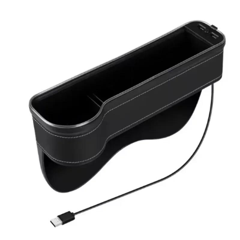 Новый автомобильный ящик для хранения щелей с 2 USB-зарядными устройствами, красочный светодиодный карманный органайзер для сидений, держатель для бутылок и чашек для карточек, телефонов