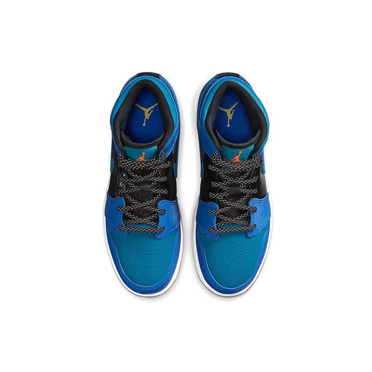 Кроссовки Air Jordan 1 Mid GS Racer Blue Kids Green-Abyss Black 554725-440