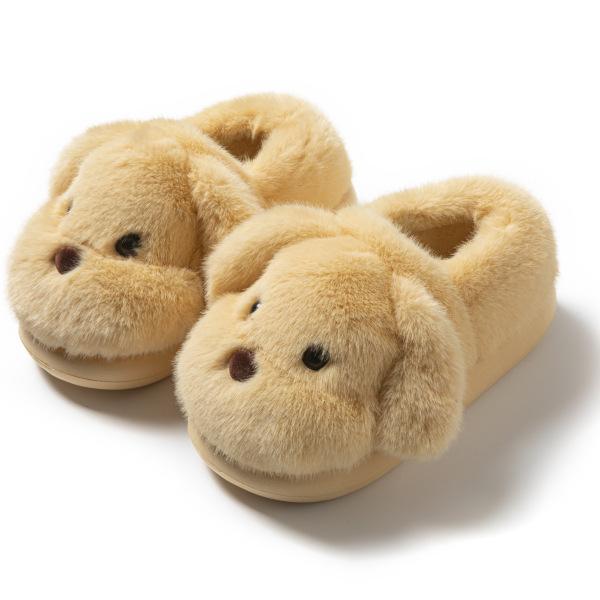Soft cute puppy cotton slippers home non-slip fluffy shoes children's warm parent-child slippers winter cute children's cotton shoes