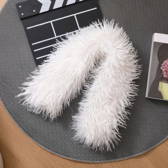 Plush Scarf with Magnetic Design Solid Color Women Thickened Warm Scarf Coat Accessory Daily Commuting Wear