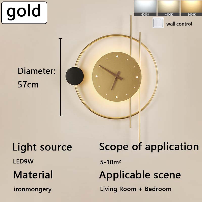 Скандинавские креативные настенные часы для гостиной, спальни, фоновая настенная лампа, декоративные настенные часы, домашнее искусство, светодиодное освещение