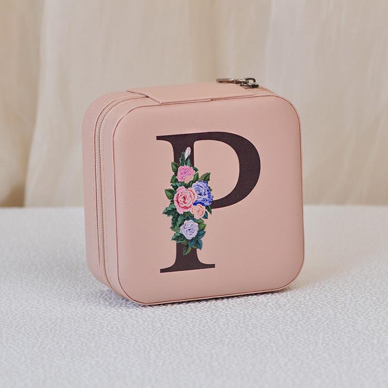 1PC Jewelry Boxes for Wedding Party Black Alphabet Personalized Pink Gift Box Jewellery Holder Jewelry Organizer Case