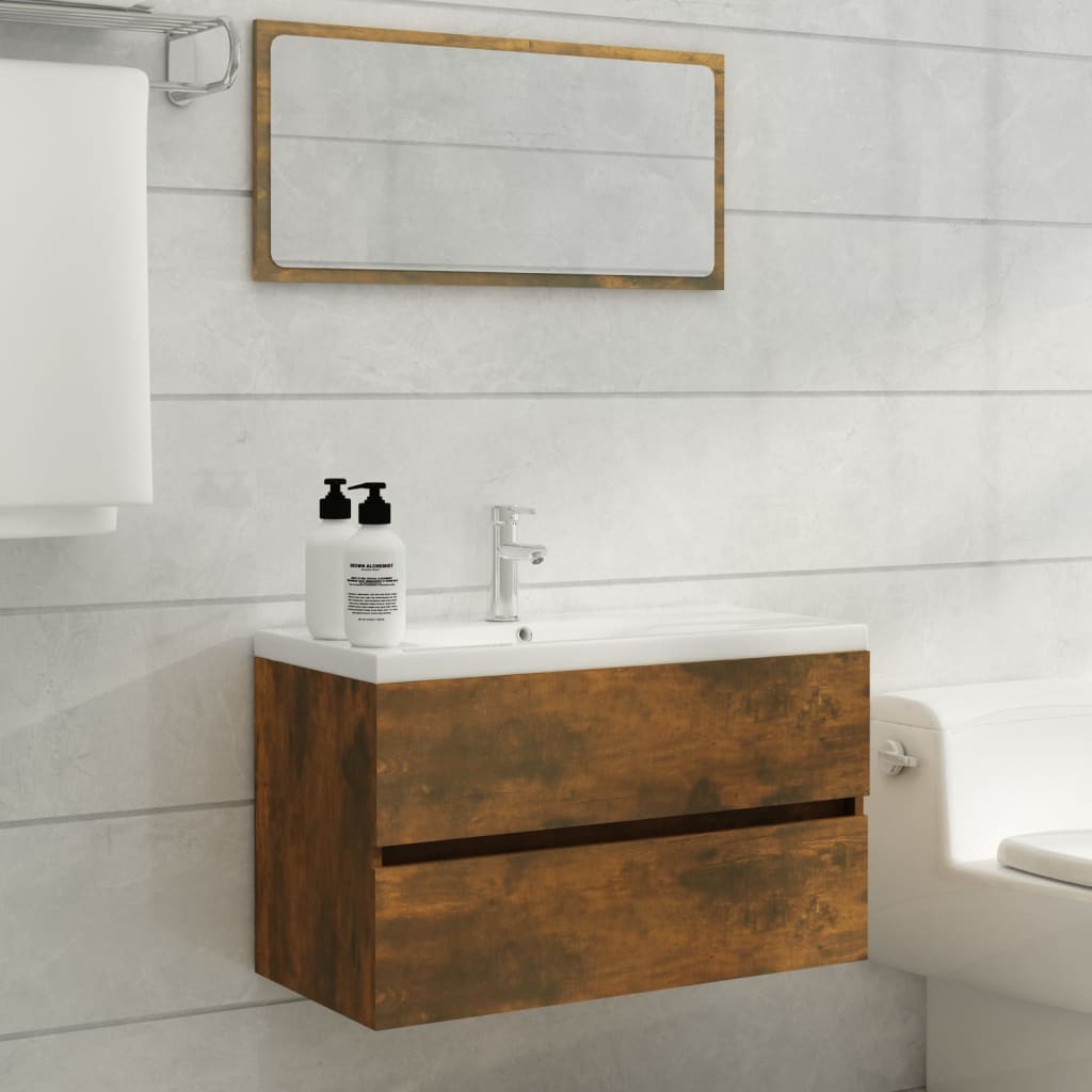 Washbasin Cabinet Smoked Oak 80 x 38.5 x 45 cm Particleboard