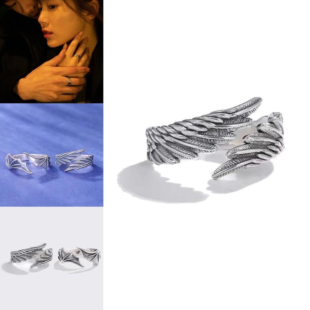 Винтажное кольцо с крыльями ангела и дьявола, регулируемое открытое кольцо для пар, уникальный поставщик ювелирных изделий из сплава