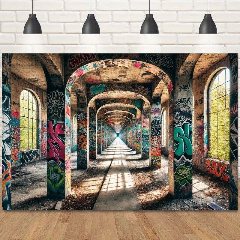 2D plane 1 piece of discarded corridor polyester background suitable for birthday parties photo booths and outdoor activities