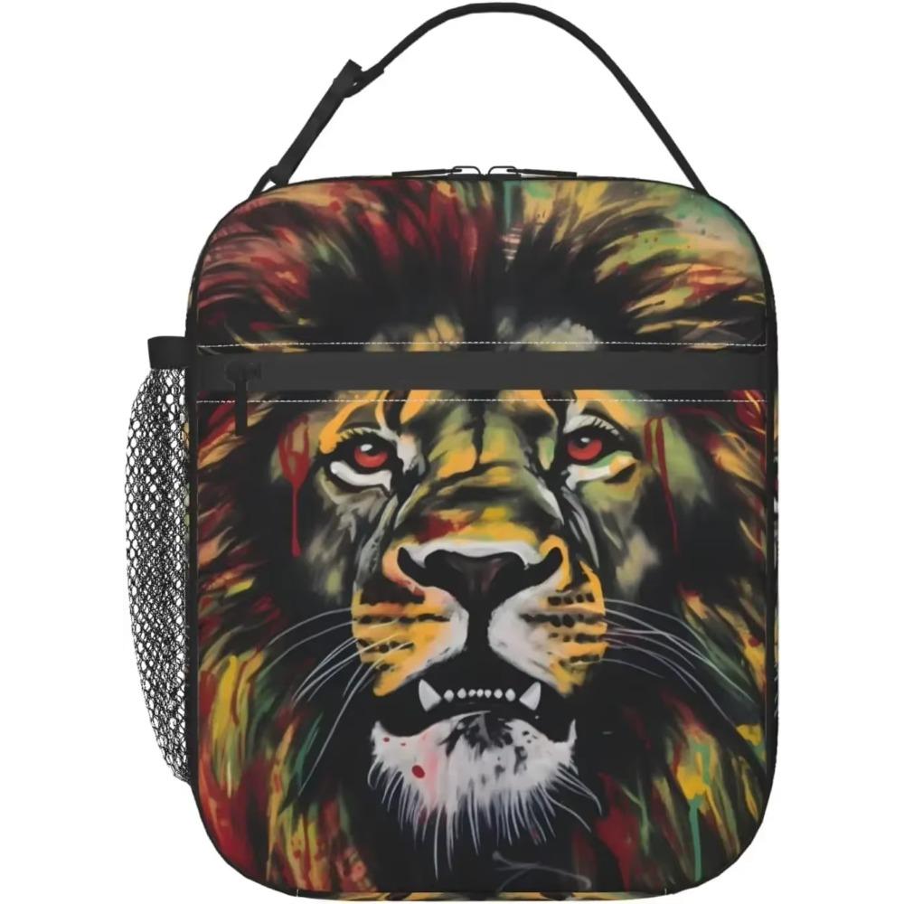 Собака Волк Картина Животные Флуоресцентная Собака Изолированная Сумка Для Обеда Для Женщин Мужчин Многоразовый Портативный Ланч-бокс Тоут с Карманом для Работы