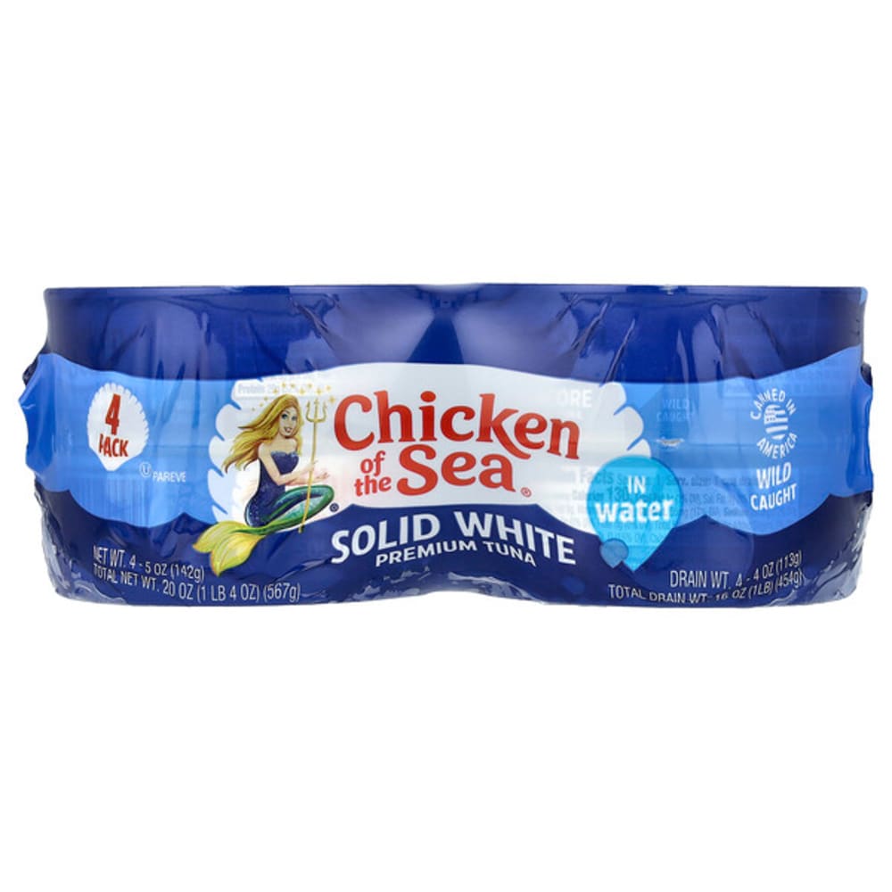 Chicken Of The Sea Wild Caught Solid White Premium Tuna In Water 4 Pack 5 Oz 142 G Each