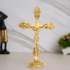 Holy Cross Jesus Christ Brass Idol for Home Living,Prayer Room Gifting and Decoration Gold 11 Inch Standard, Pack of 1.