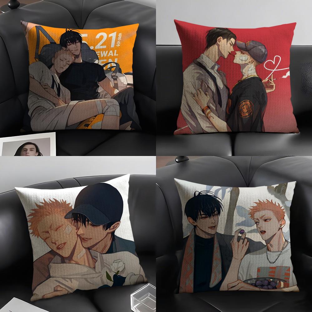 BL DDays Comics Cushion Cover Natural Linen Organic Fabric DoubleSided Printing Sofa Home Decor Gift Pillow Case