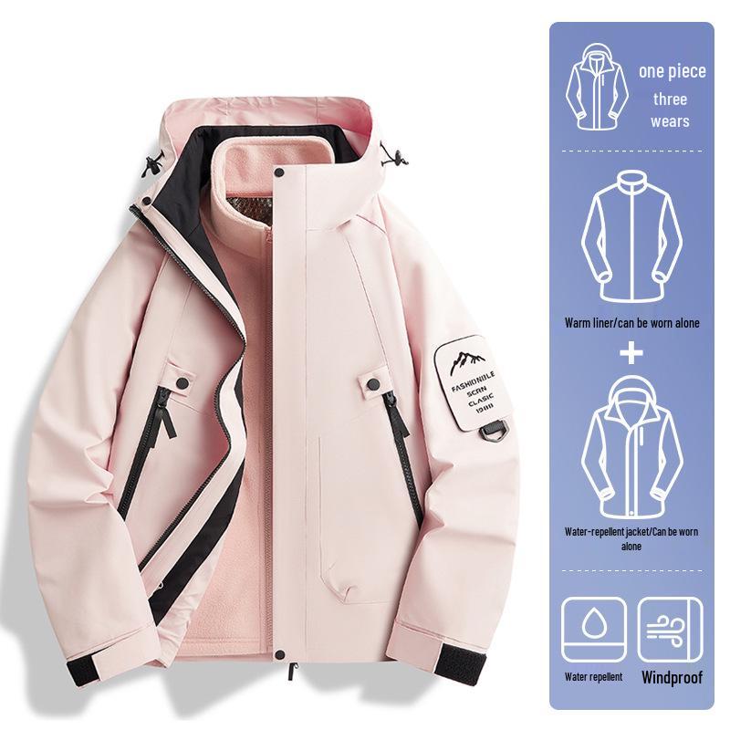 Унисекс 3-в-1 Ветрозащитная Водонепроницаемая Куртка для Хайкинга со Съемной Подкладкой для Осени/Зимы
