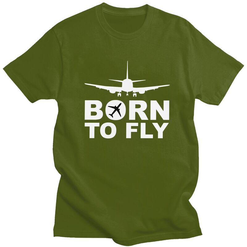 Мужская футболка с принтом 'Born To Fly' Самолет, короткий рукав, 100% хлопок, повседневная, авиация, самолет, подарок пилоту, модная футболка