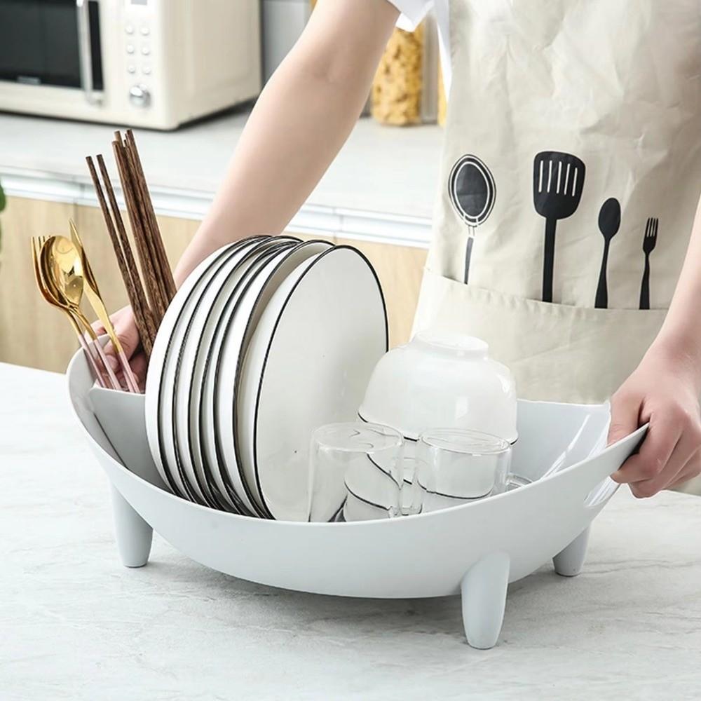 Plastic Dish Drying Rack Drainage Cutlery Storage Container Practical Tableware Holder Camping