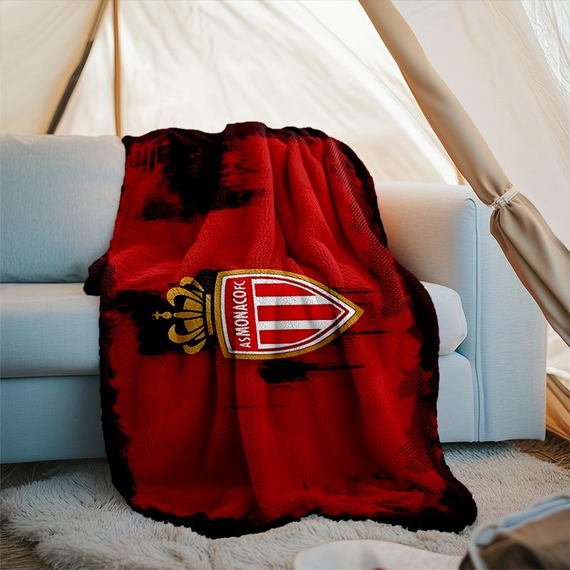 1PC Monaco Football club Printed Soft Flannel Blanket Throw for Adult Bedroom Living Room Sofa Camping Travel Fan gifts Christmas Gifts